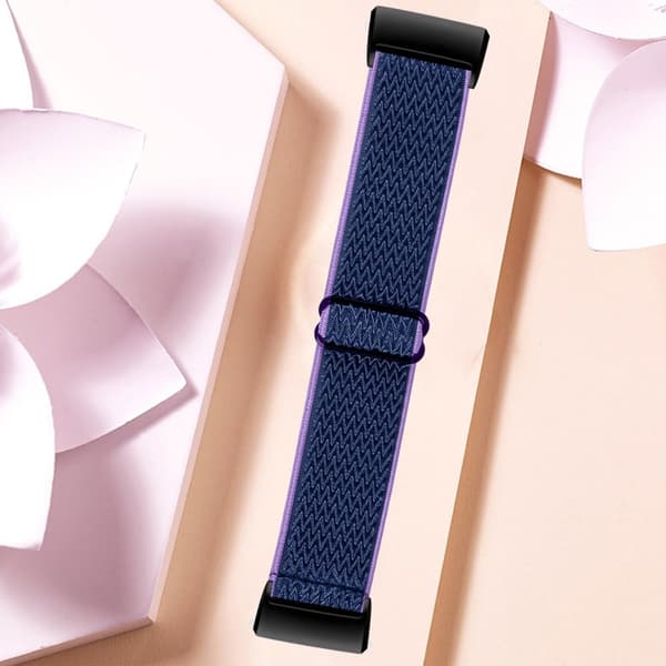 Fitbit Charge 4 / 3 elastisk nylonrem - Lila / Blå Lila