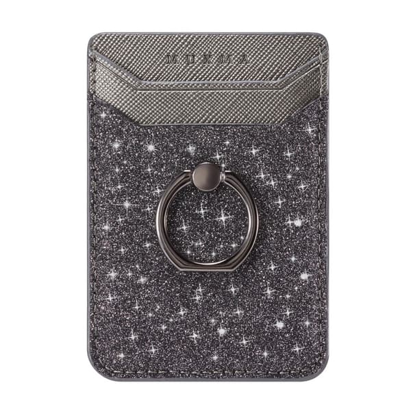 MUXMA Universal kortholder i glitrende skinn - Svart Black