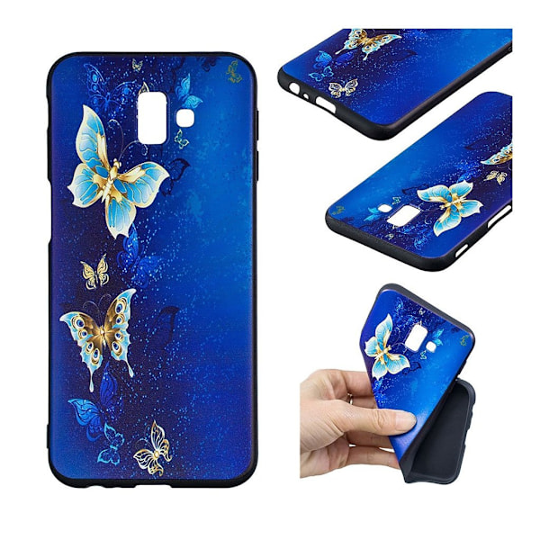 Samsung Galaxy J6 Plus (2018) mønstered blødt etui - Sommerfugl Multicolor