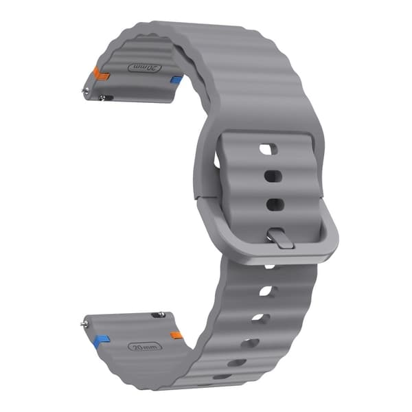 KALEBOL Silikone rem Huawei Watch 4 - 22mm Wave Design urrem - Mørkegrå Silver grey