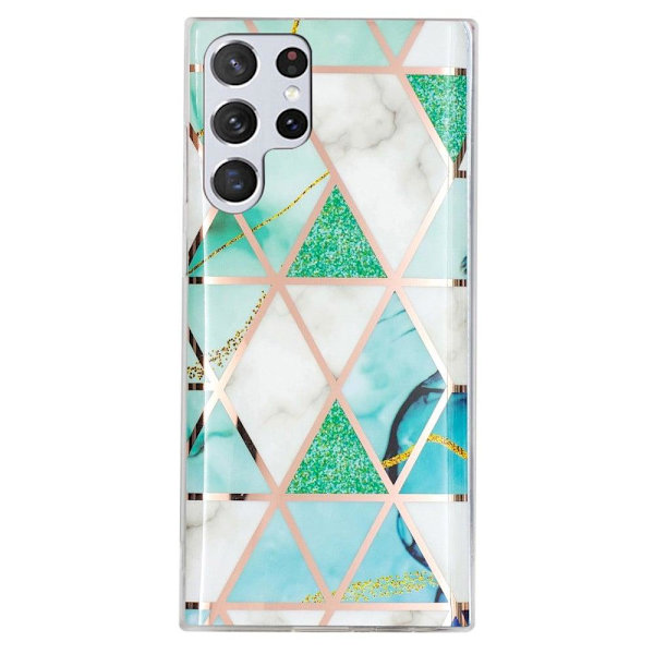 Marmormotiv Samsung Galaxy S23 Ultra skal - Elektropläterad Grön / Vit Marmor Grön