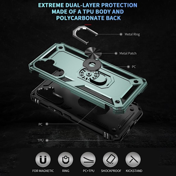 Bofink Combat Samsung Galaxy A54 Etui - Sortliggrøn Green