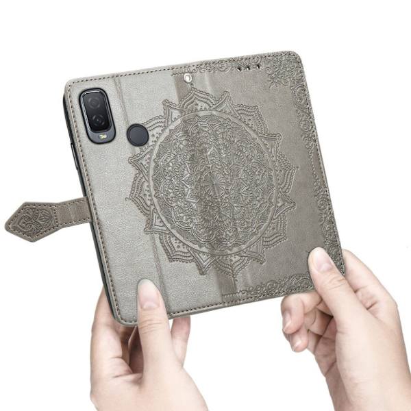 Mandala läder Alcatel 1L (2021) fodral - Silver/Grå Silvergrå
