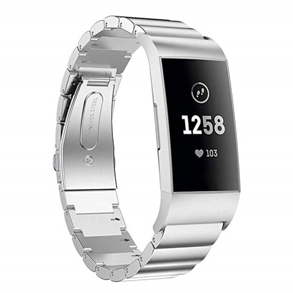 Fitbit Charge 3 klassiskt klockarmband i metall - Silver Silvergrå