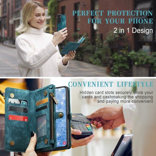 CaseMe Samsung Galaxy S23 Plus Plånbok med Dragkedja - Blå Blå