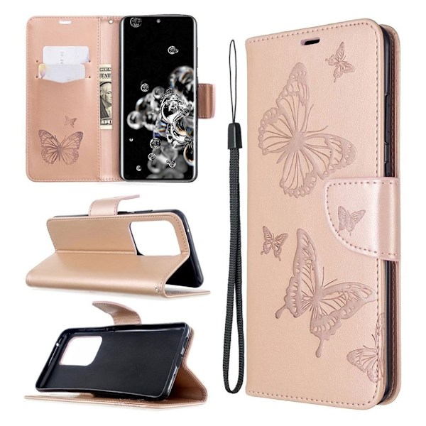 Butterfly läder Samsung Galaxy S20 Ultra fodral - Guld Guld