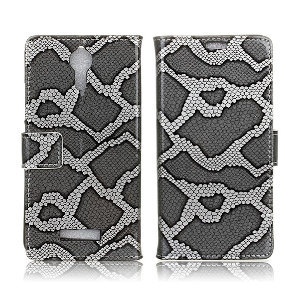 Acer Liquid Zest Plus Käärmeennahka Kotelo Lompakko - Hopea Silver grey