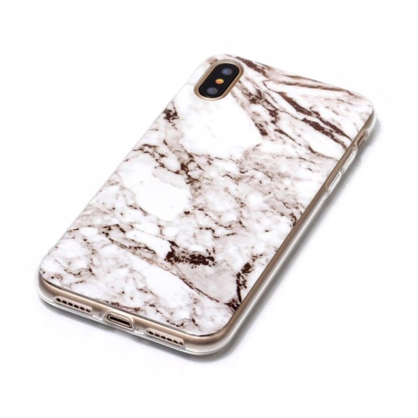 iPhone X IMD TPU etui med marmormønster - Hvid/Brun White