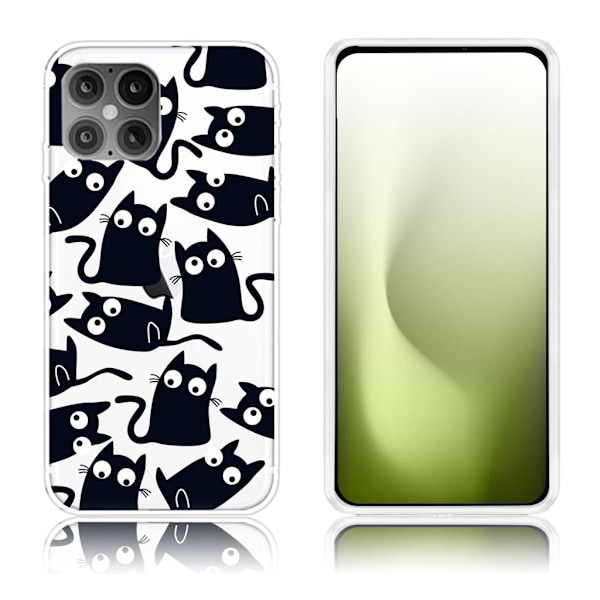 Blødt, fleksibelt skal med mønstertryk iPhone 12 Pro/12 - Sort Black