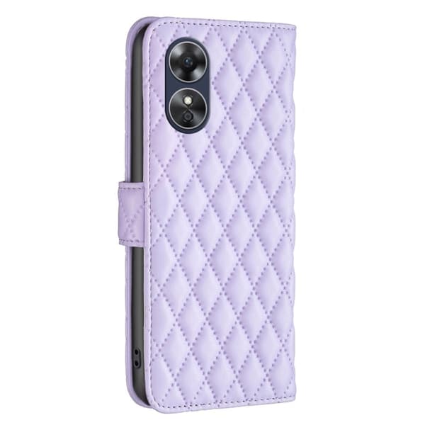 Matt Oppo A17 fodral med rombmönster - Lila Lila