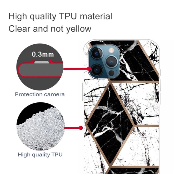 Marmormotiv iPhone 14 Pro Max skal - Svart Och Vit Diamant multifärg