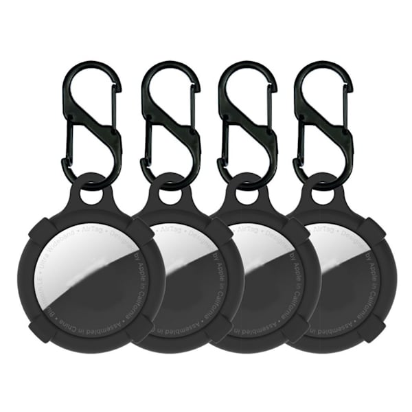 4kpl AirTags silikoni suojus koukulla - Musta Black