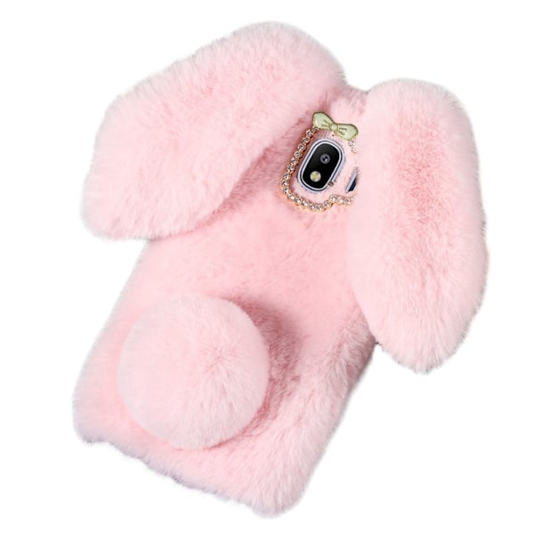 Fluffy Rabbit Samsung Galaxy J4 (2018) skal - Rosa Rosa