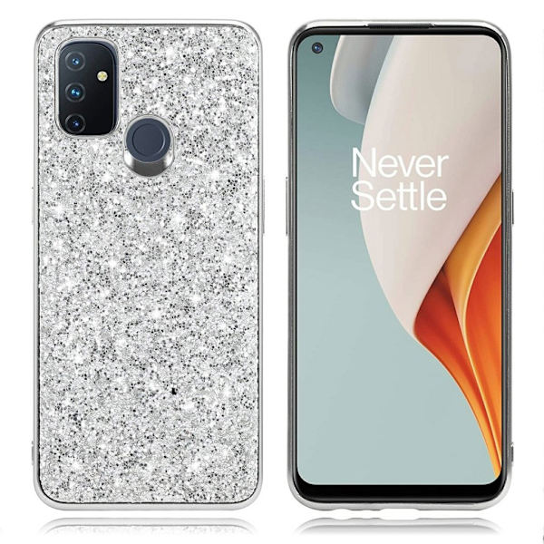 Glitter OnePlus Nord N100 skal - Silver/Grå Silvergrå