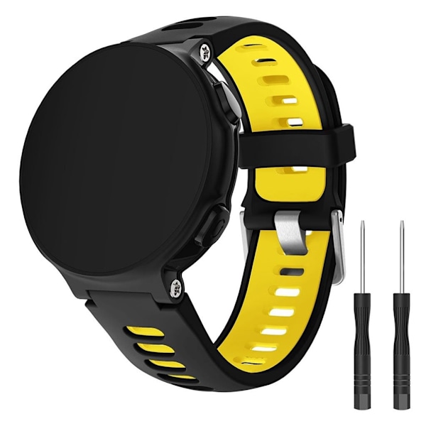 Garmin Forerunner 735XT / 220 / 230 / 235 / 620 / 630 klockarmband i silikon - Svart / Gul Svart