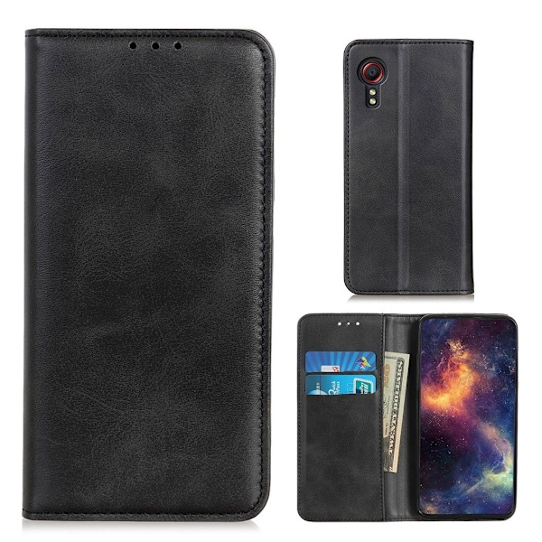 Äkta läder Samsung Galaxy Xcover 5 fodral - Svart Svart