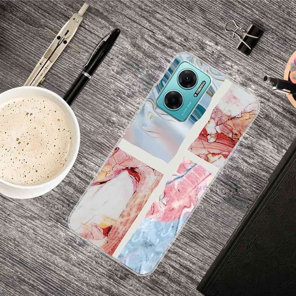 Marmormotiv Xiaomi Redmi Note 11E skal - Vågig Marmorplatta multifärg
