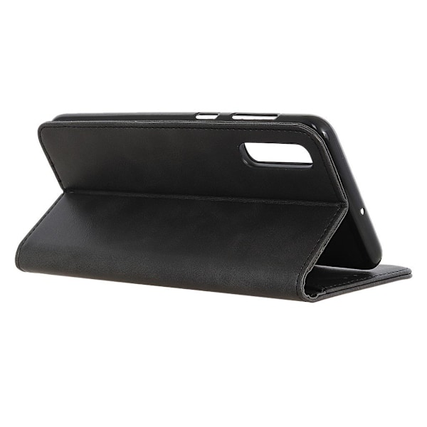 Wallet-style ægte Læder Flipcase til Sony Xperia Ace 2 - Sort Black