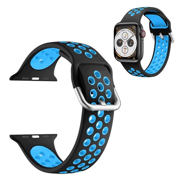 Dobbeltfarvet silikoneurrem til Apple Watch Series 6 / 5 40mm - Sort / Blå Blue