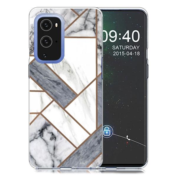 Marble OnePlus 9 Pro Etui - Grå / Hvit Klinkekule Tile Silver grey