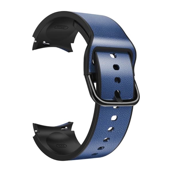 20 mm universal klockarmband i silikon + äkta läder - Mörkblå Blå