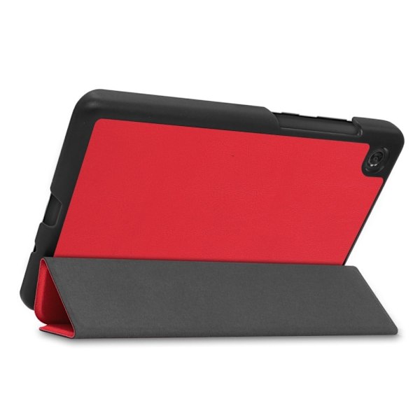 Tri-fold Leather stander etui til Lenovo Tab M7 (3. generation) - Rød Red