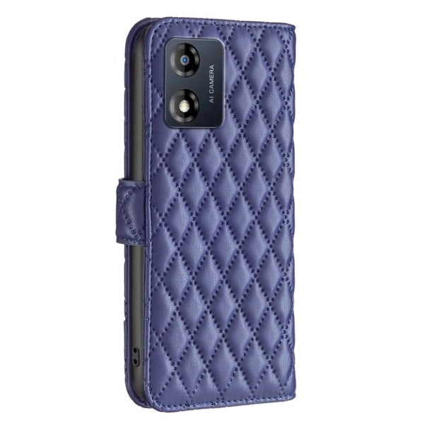 Rhombus mat Motorola Moto E13 flip etui - Blå Blue