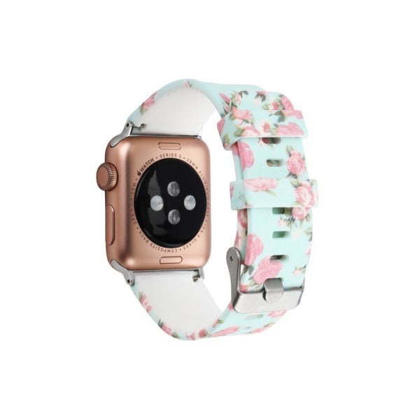 Apple Watch 38mm erstatnings urrem i silikone med blomster mønster - Stil C Multicolor