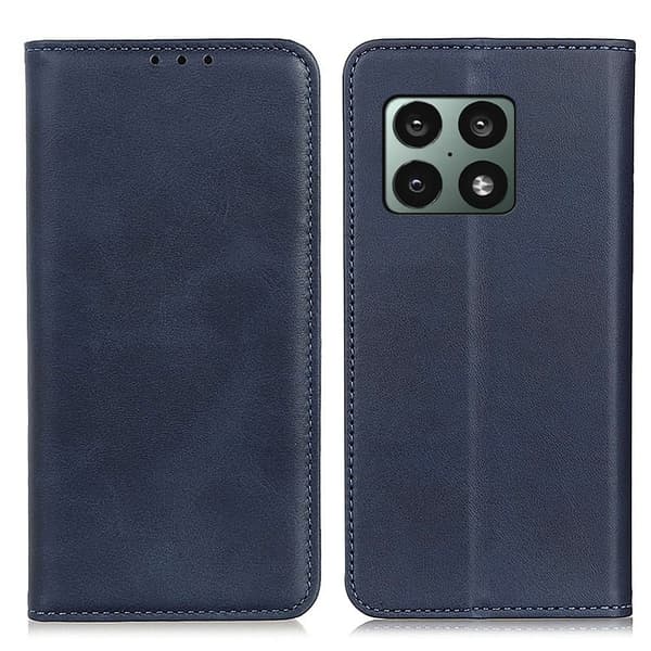 Flip Etui med Pung i ægte Læder til OnePlus 10 Pro - Blå Blue