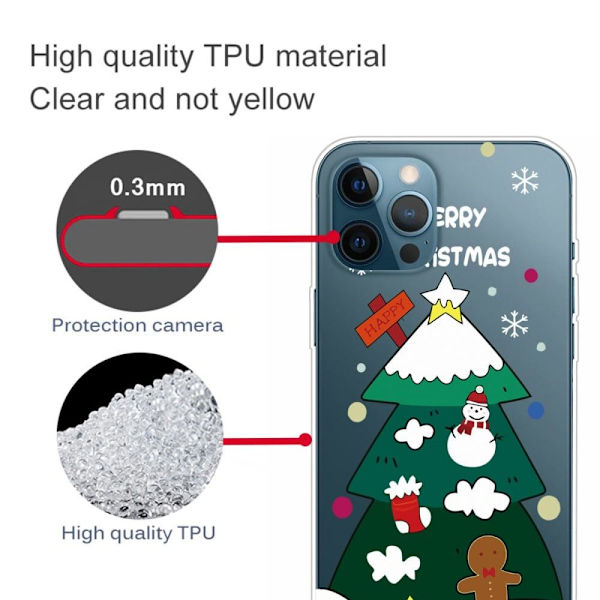 iPhone 14 Pro Max julemønstertryk mobil cover ridsefast, slankt og fleksibelt etui - Juletræ Green
