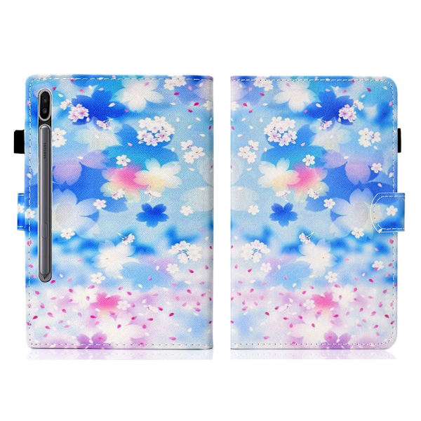 Samsung Galaxy Tab S7 Printing Lær Flippetui - Kronblader Multicolor
