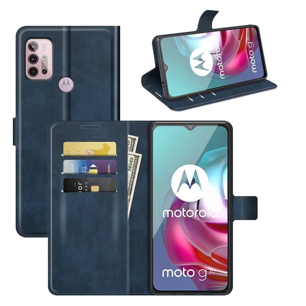 Wallet-style Lær Etui til Motorola Moto G30 / G10 - Blå Blue