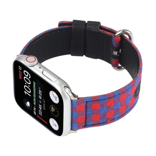 Apple Watch Series 6 / 5 44mm ruudullinen nylonkellonauha - Punainen / Sininen Red