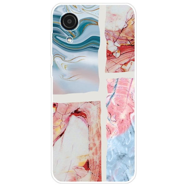 Marble Samsung Galaxy A03 Core Etui - Blå og Orange Marmor Multicolor