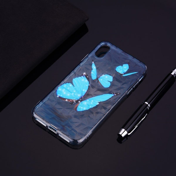 Butterfly läder iPhone Xs Max fodral - Blå Blå