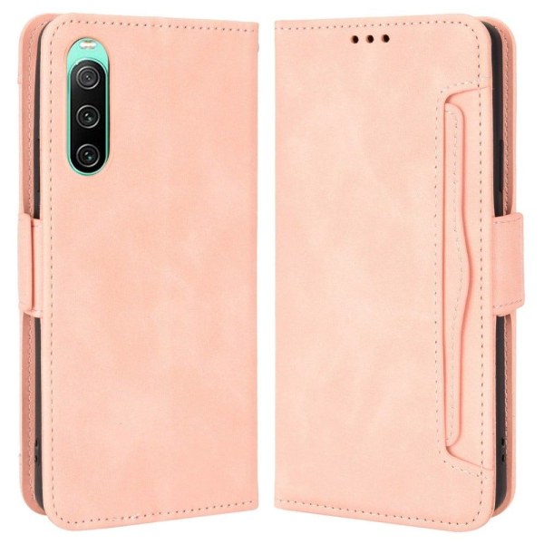 Modern-styled leather wallet case for Sony Xperia 10 IV - Pink Pink
