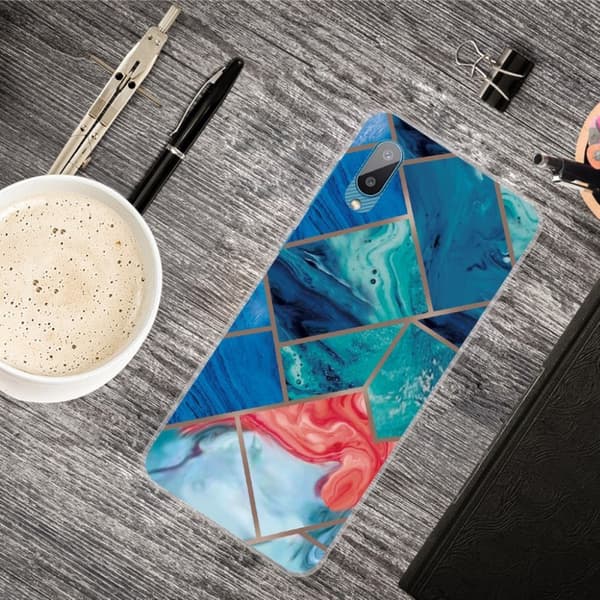 Marble Samsung Galaxy M02 / A02 Etui - Blue og Oransje Klinkekule Multicolor