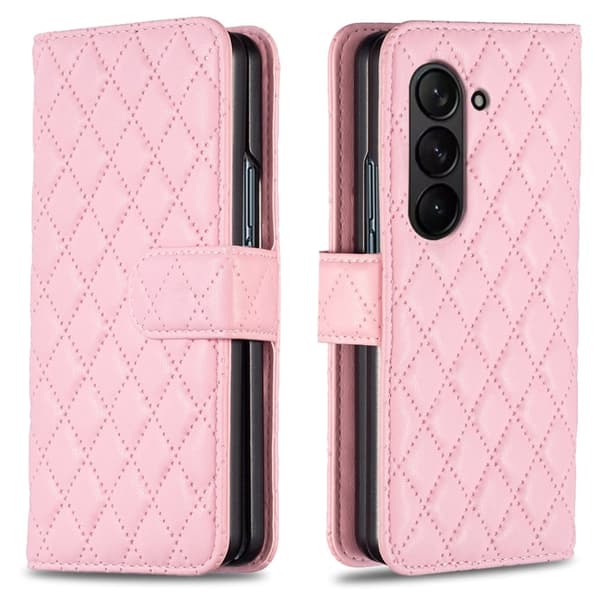 Rombemønster, matt flip-deksel for Samsung Galaxy Z Fold6 - Rosa Pink
