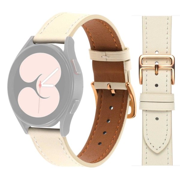 20mm Universal textured genuine leather watch strap - Beige Brun