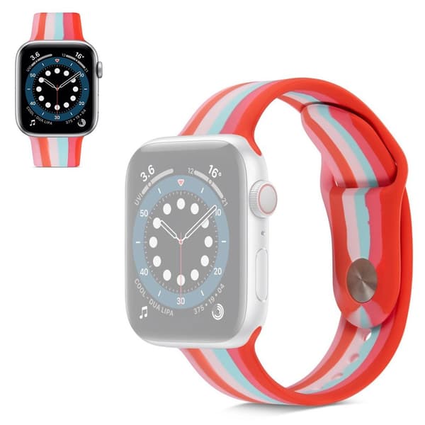 Apple Watch 40mm regnbuefarvet silikoneurrem - Rød / Størrelse: S Red