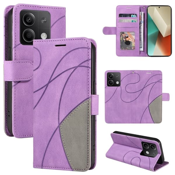 Teksturert læretui med stropp for Xiaomi Redmi Note 13 5G  - Lyselilla Purple