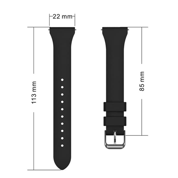 22mm universaali silikoninen kellohihna - Mustanvihreä Green
