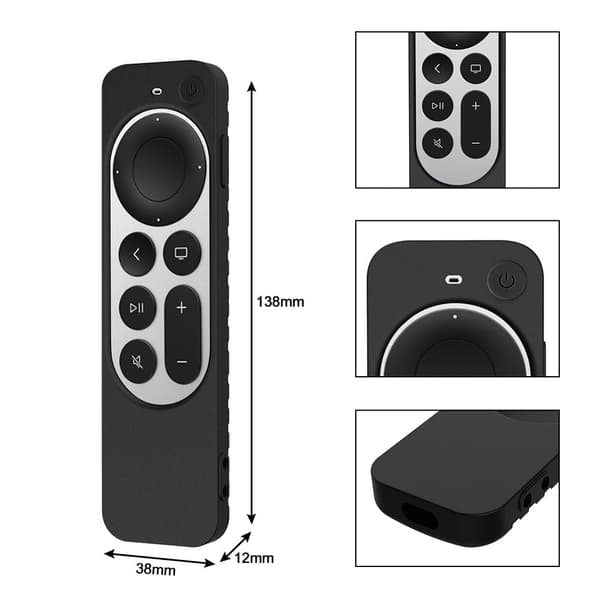 Apple TV 4K Remote (2022) silikoneovertræk med snor - Sort Black