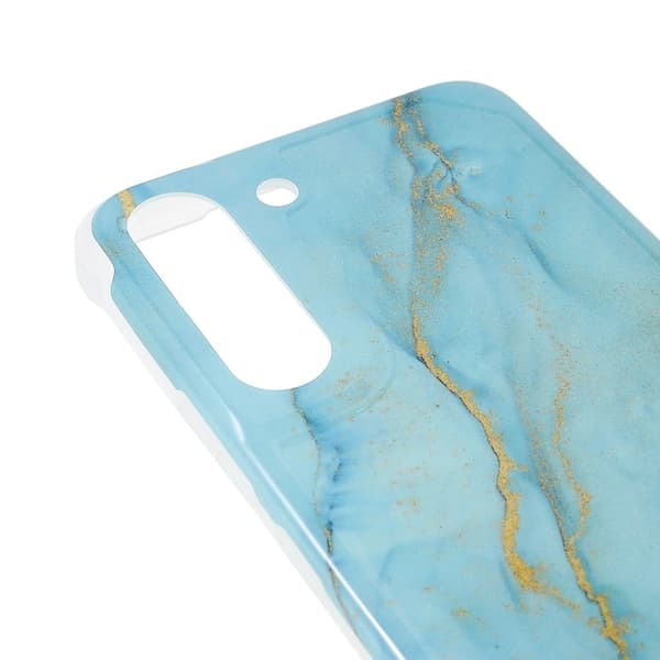 Marble Samsung Galaxy S22 Plus Etui - Veiny Blå Marmor Blue