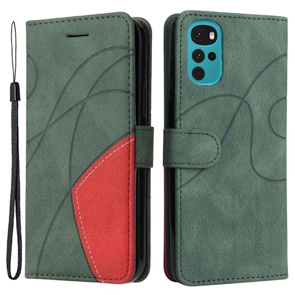Texturerat läder Motorola Moto G22 fodral med handledsband - Grön Grön