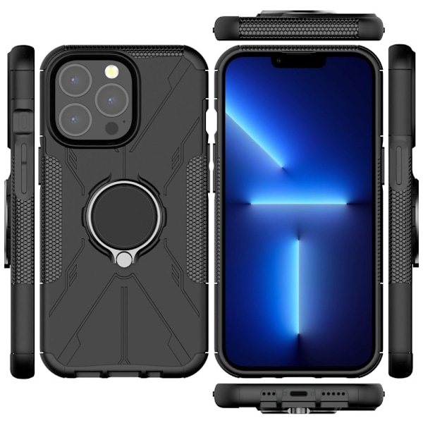 Kickstand-skydd med magnetisk platta för iPhone 13 Pro Max - Svart Svart