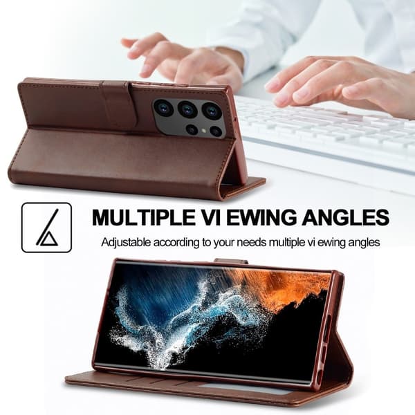 LC.IMEEKE Samsung Galaxy S23 Ultra Flippetui - Brun Brown