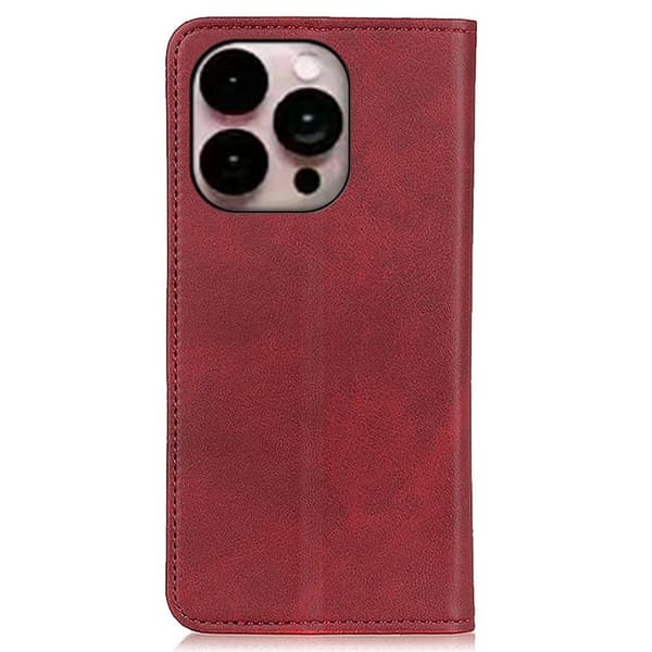 iPhone 14 Pro Max lompakkokotelo, aitoa nahkaa - Punainen Red