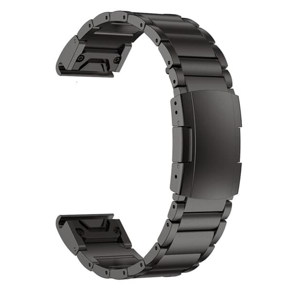 22mm Universal titaaniteräksinen kellohihna Garmin-kelloon - Musta Black
