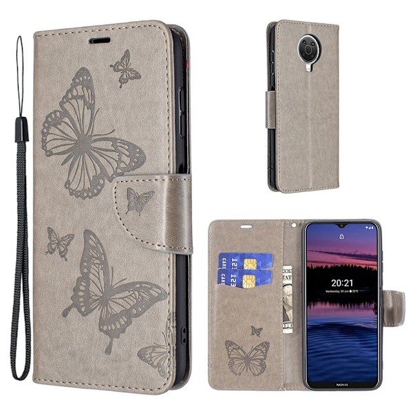 Butterfly Nokia G20 Flippetui - Grå Silver grey